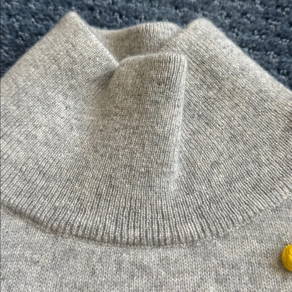Charter club Gray cashmere Sweater with Colorful Pom Poms